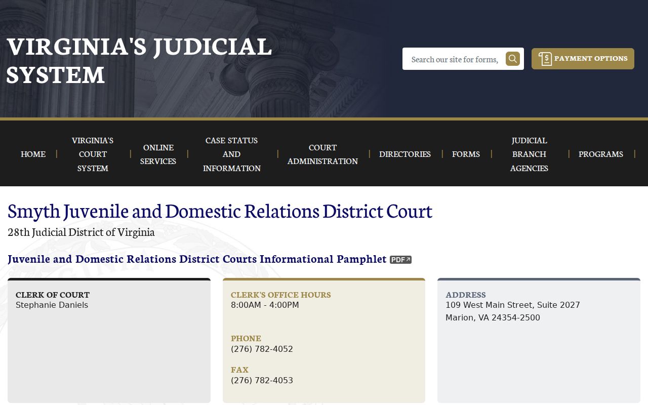 Smyth Juvenile and Domestic Relations Court contact and schedule information