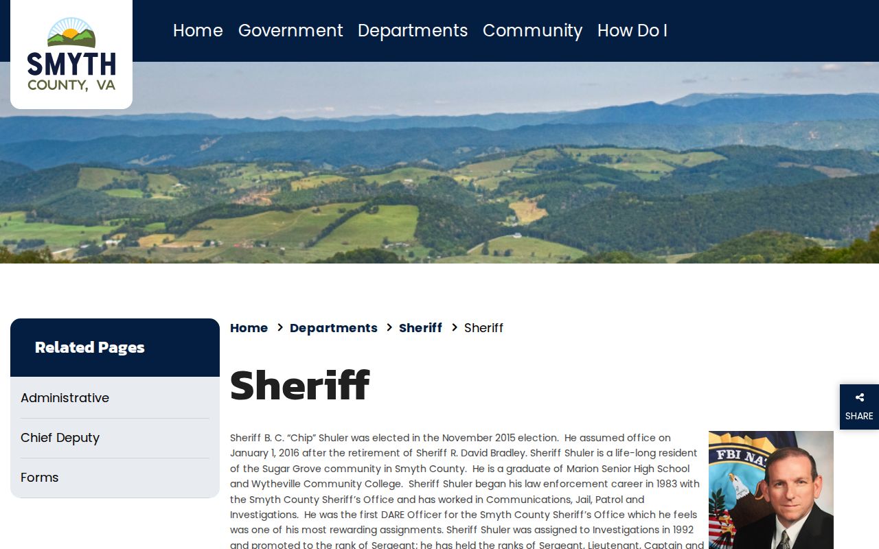 Smyth County Sheriff's official profile and current office information