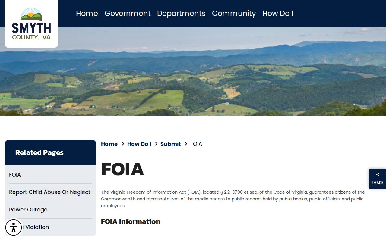 Smyth County Freedom of Information Act request information